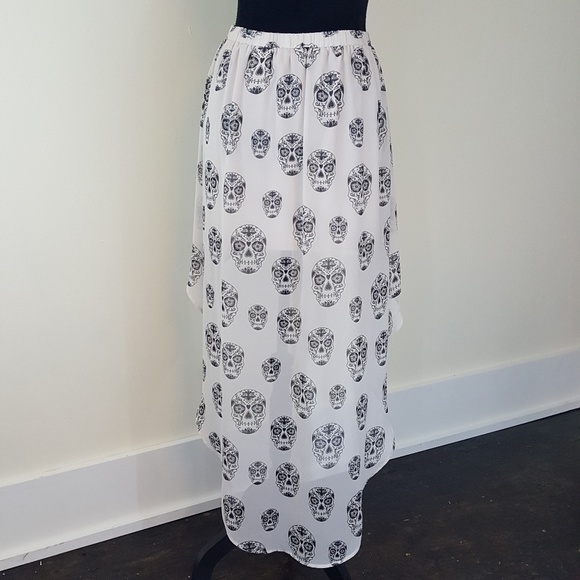 H&M Divided Skull Print High Low Skirt - Picture 2 of 8